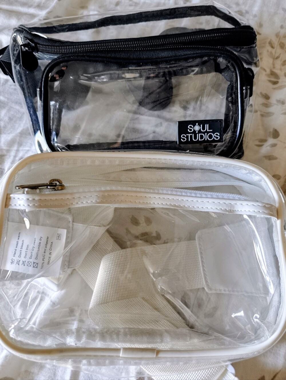 Clear Crossbody/Belt Bag Duo in Black & White